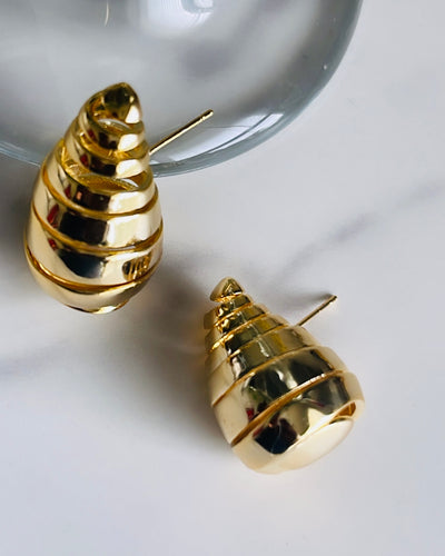 Spiral Teardrop Earrings - Gold