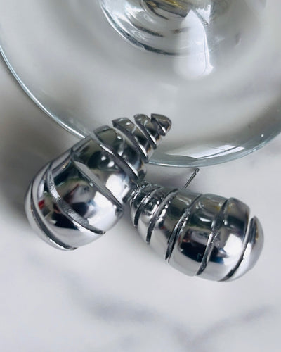 Spiral Teardrop Earrings - Silver