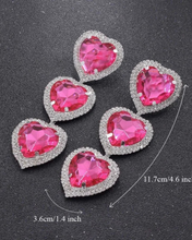 Load image into Gallery viewer, Landras Heart Glam Earrings - Pink