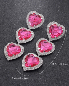 Landras Heart Glam Earrings - Pink