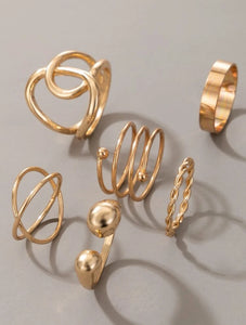 6pc Hollow Out Ring Set