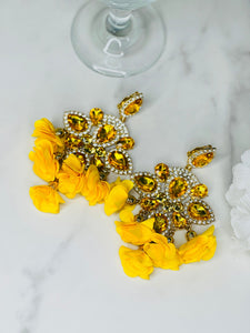Fiona Glam Clip On Earrings - Yellow