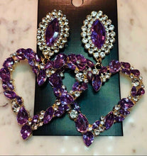 Load image into Gallery viewer, Purple Heart Earrings